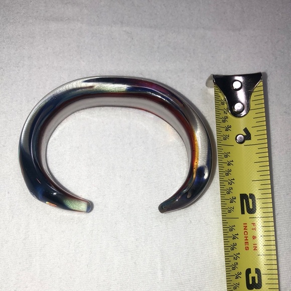 Signed Hand Blown Art Glass Swirl Cuff Bracelet - Picture 8 of 9